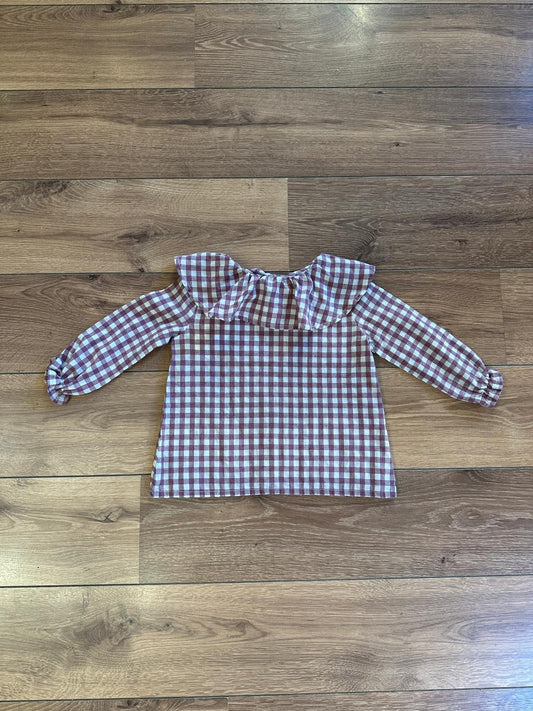 Trixi Kids Camisa cuadrados blanco/malva