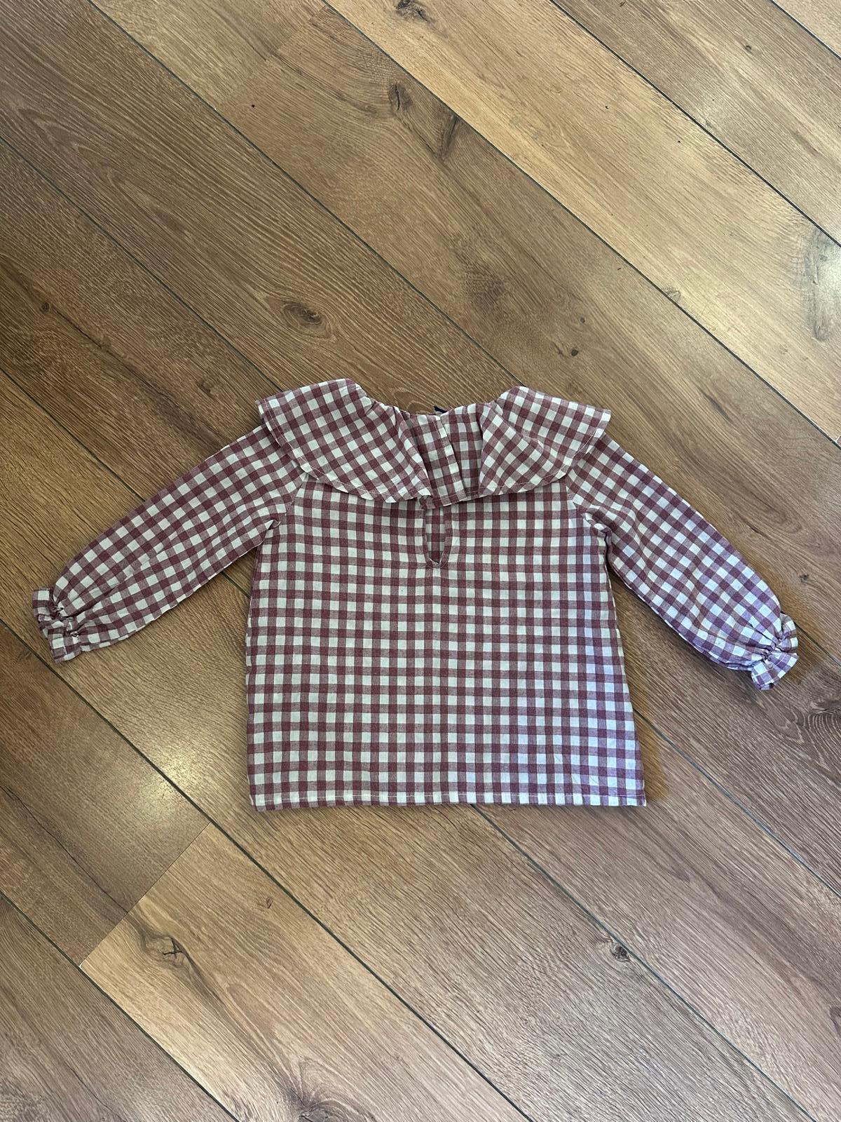 Trixi Kids Camisa cuadrados blanco/malva